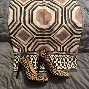 Loft Geometric black/brown pencil skirt size 2